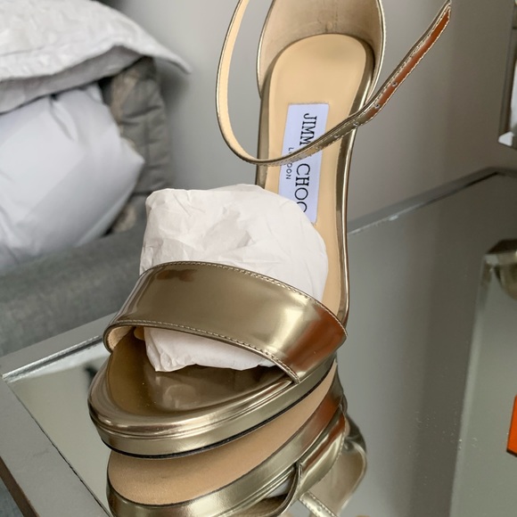 Jimmy Choo Misty 120 sandals in gold tone leather - Picture 6 of 6